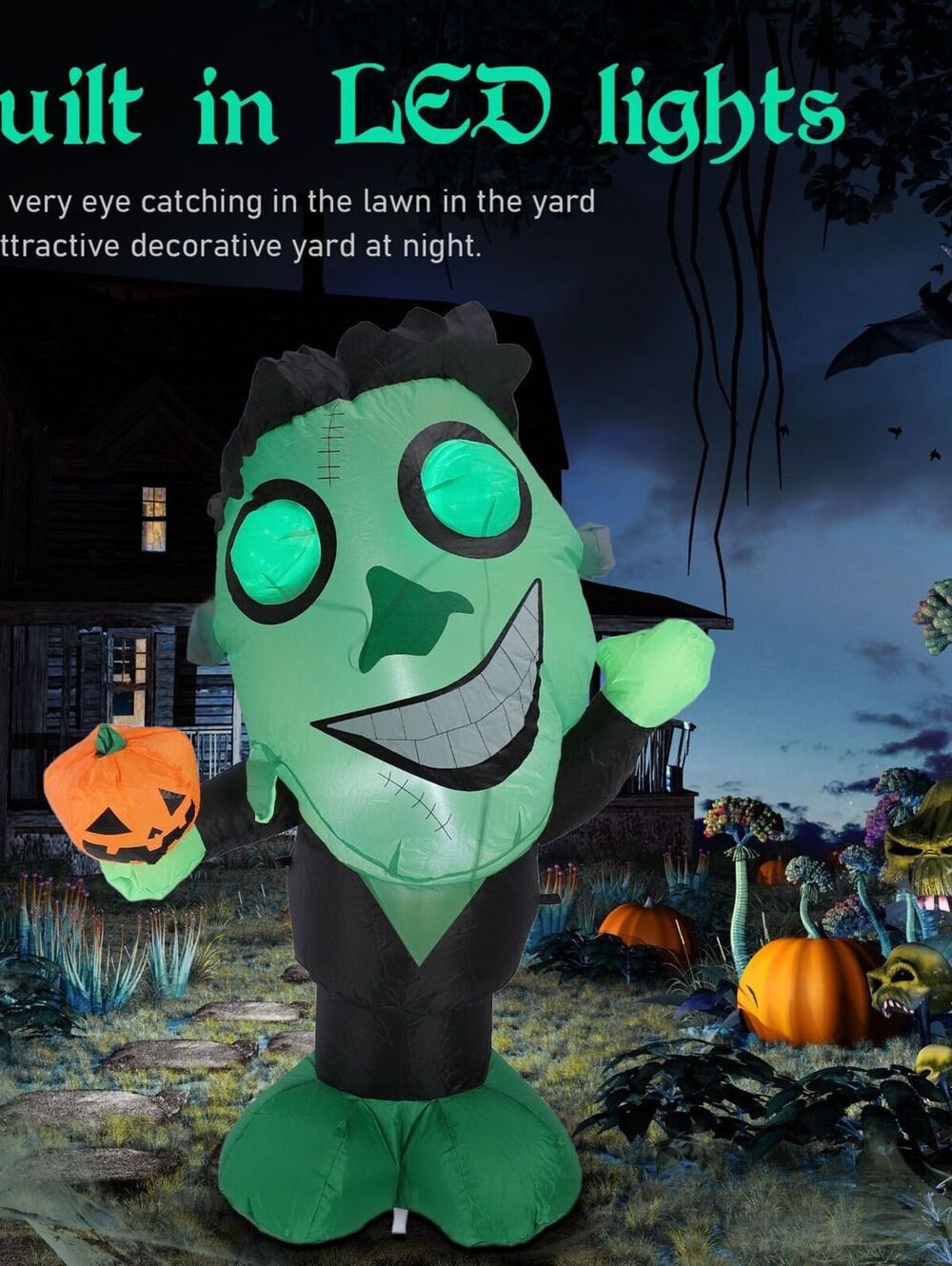 Halloween Inflatable Yard Decoration, 210T Polyester Giant Lawn Inflatable
